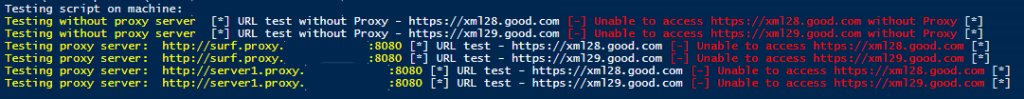 Proxy Test Script Output