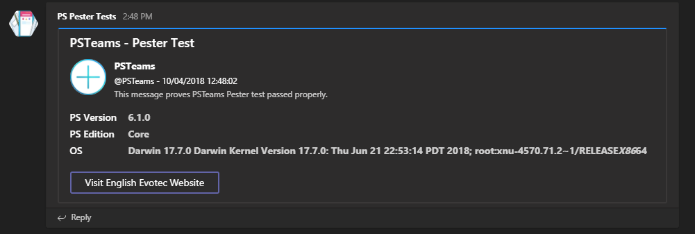 PSTeams  – Send notifications to MS Teams from Mac / Linux or Windows