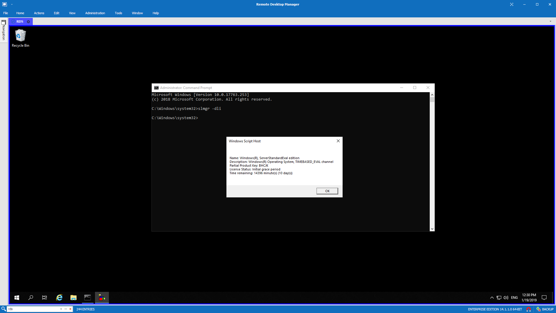 Windows 2019 – Windows License Expired