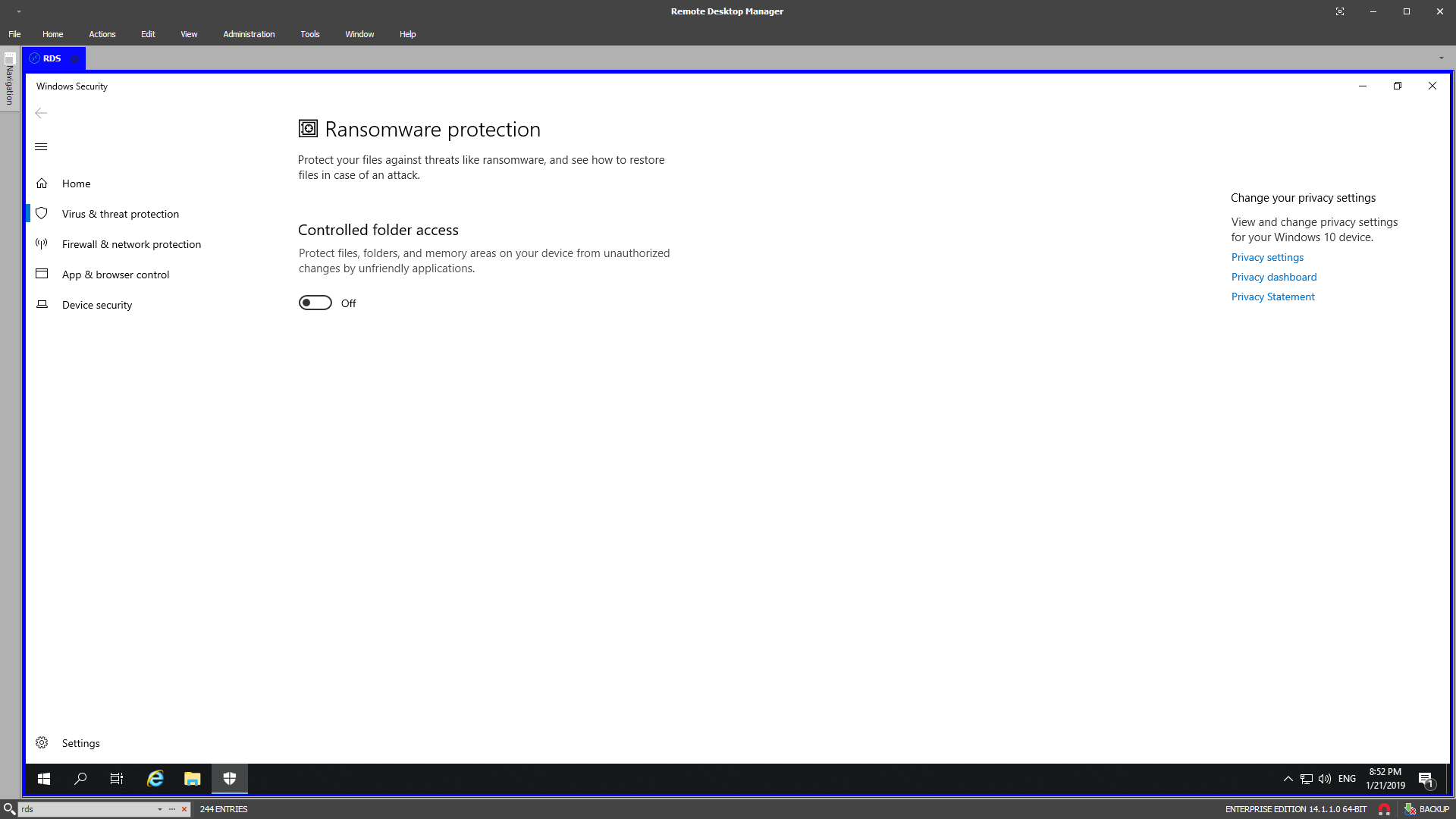Ransomware Proection - C:\Windows\system32\config\systemprofile\Desktop