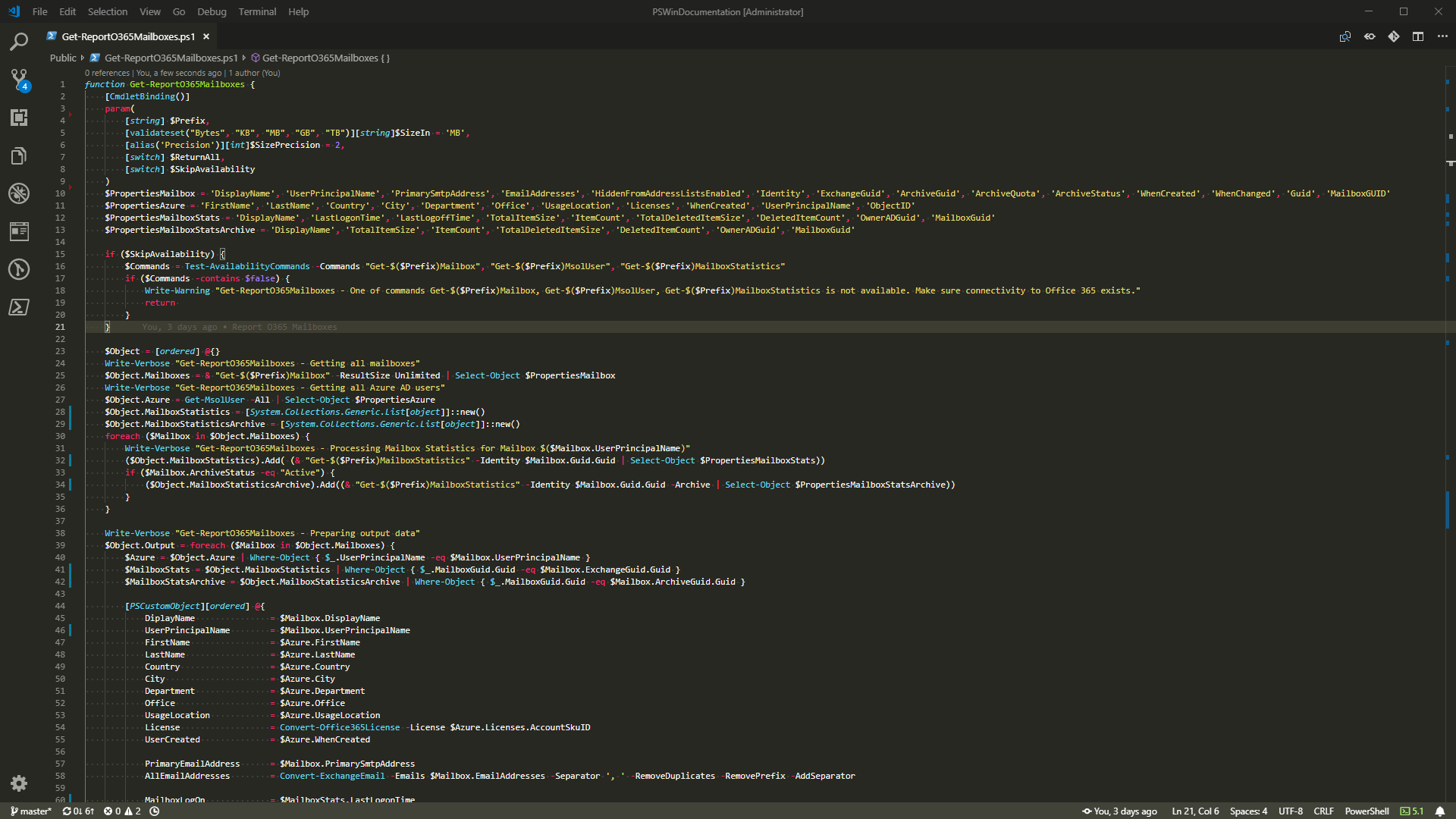 Office 365 – Report containing User Information and Mailbox Usage