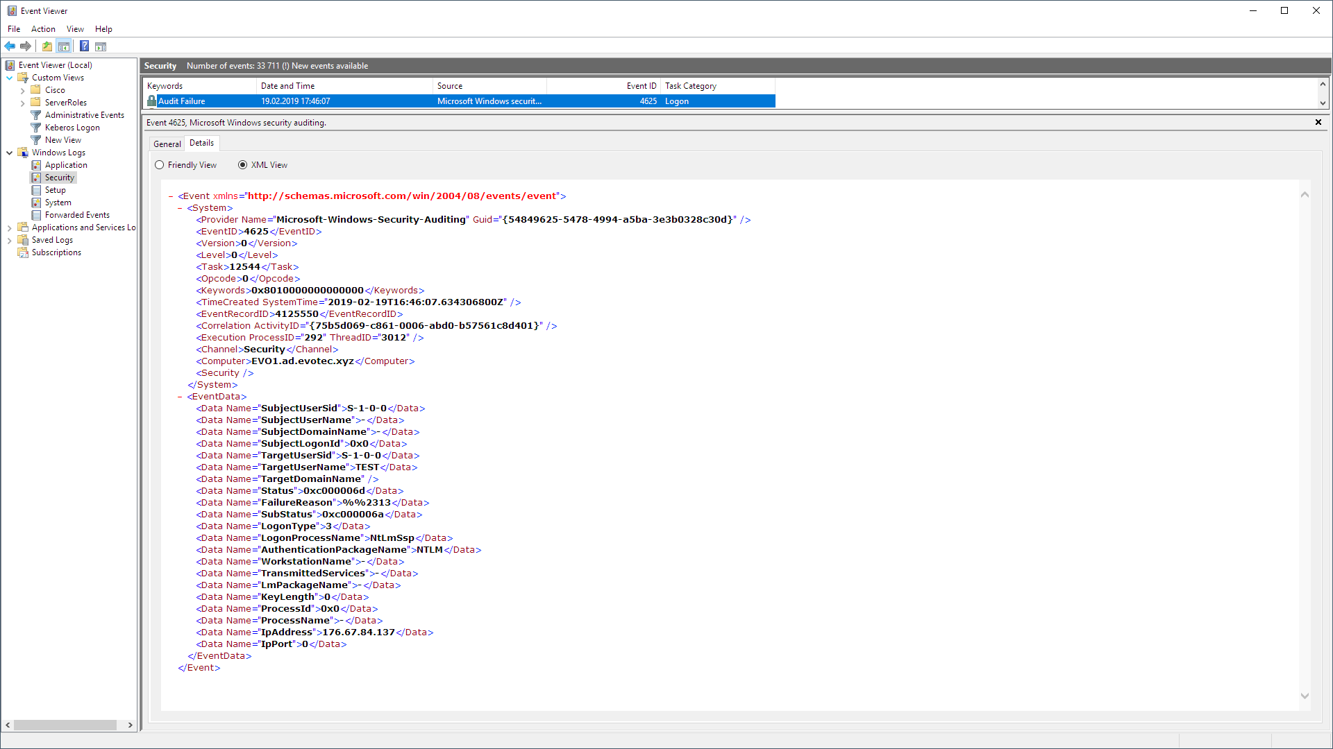 Event Viewer XML