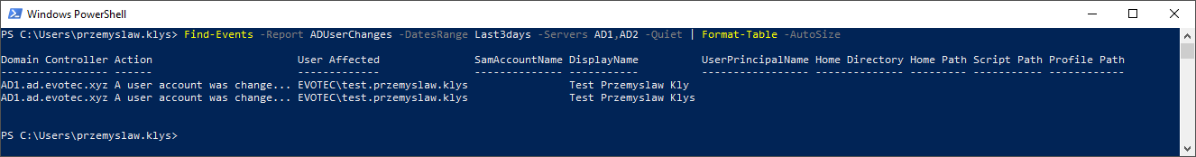 Active Directory User Changes