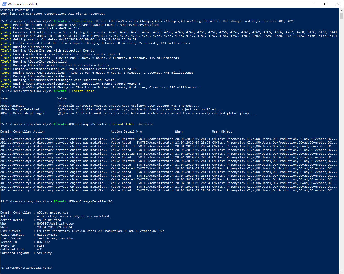The only PowerShell Command you will ever need to find out who did what in Active Directory