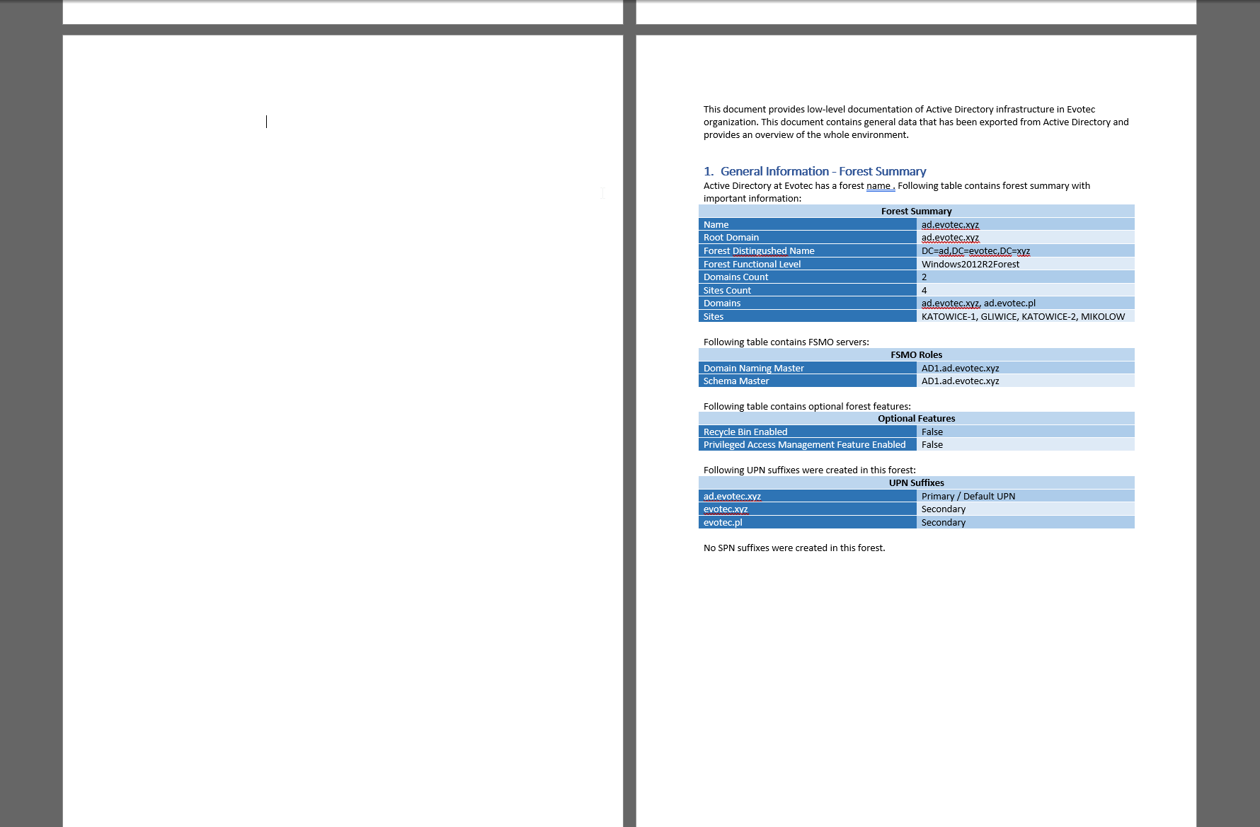 Active Directory Documentation Word