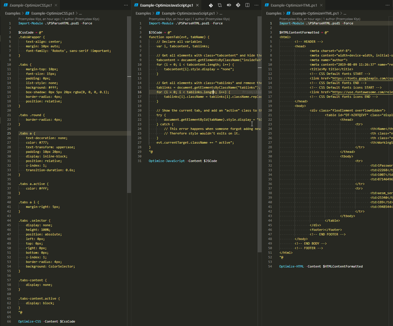 Formatting and minifying resources (HTML, CSS, JavaScript) with PowerShell
