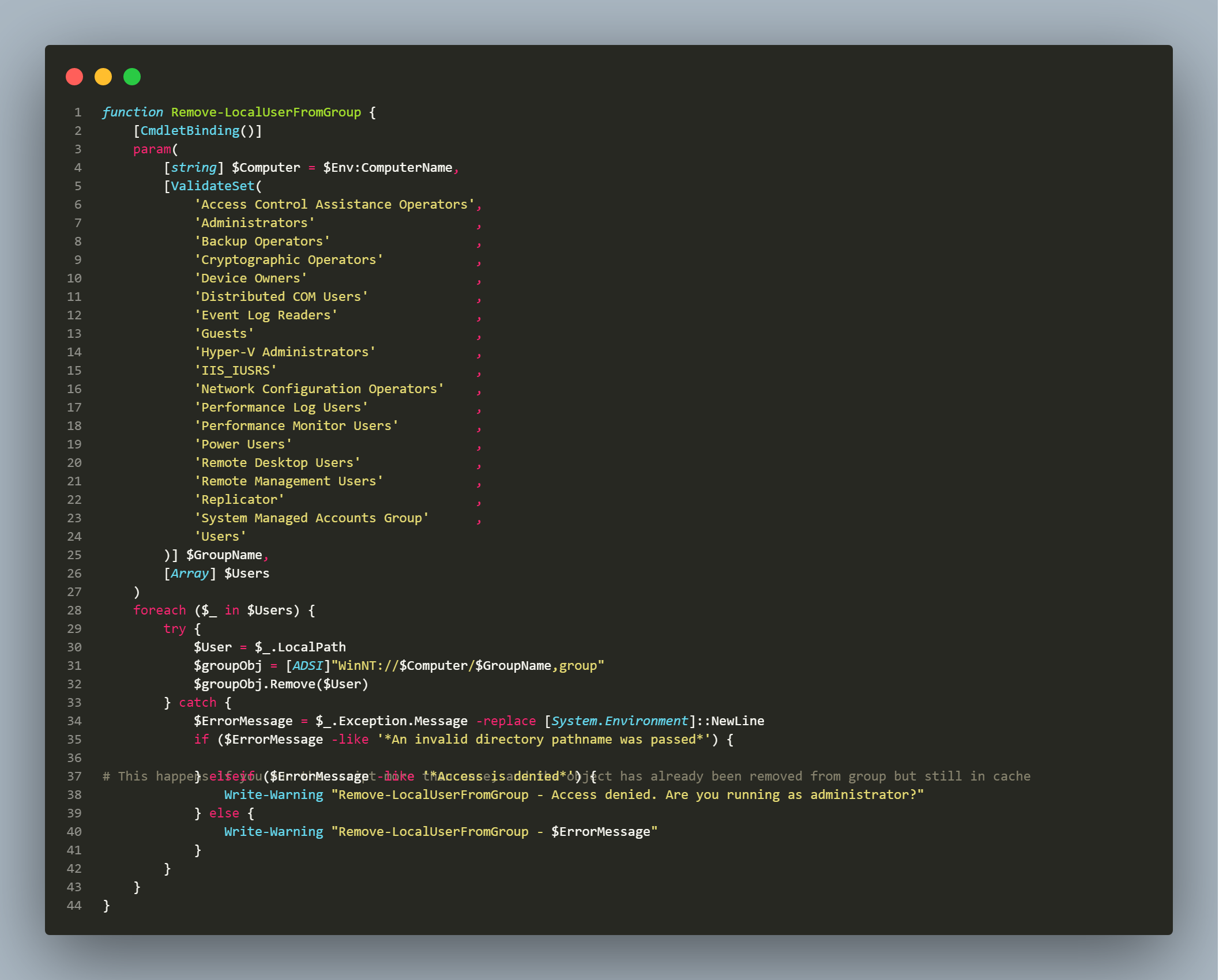 RemoveFromLocalGroup