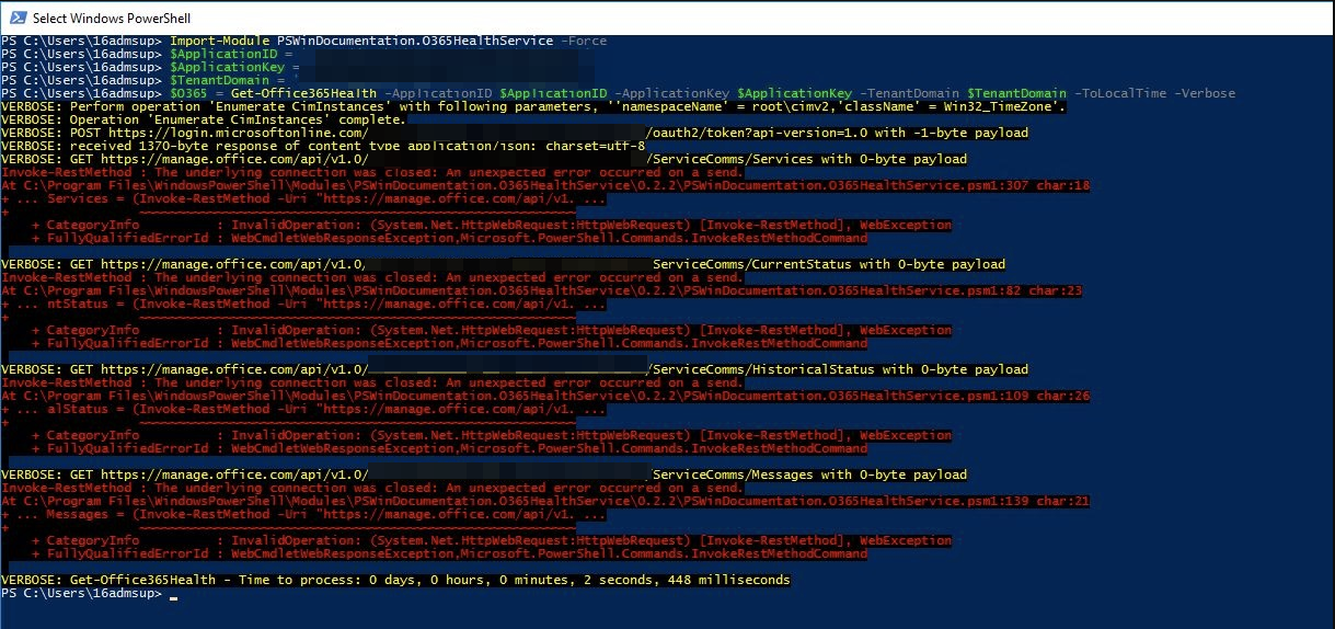 Invoke-RestMethod : The underlying connection was closed: An unexpected error occurred on a send while connecting Graph API
