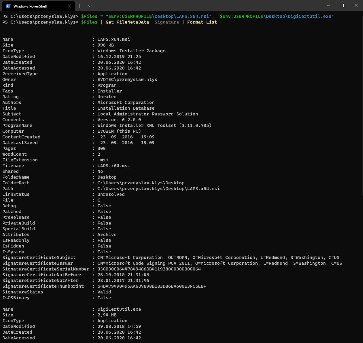 Getting file metadata with PowerShell similar to what Windows Explorer provides