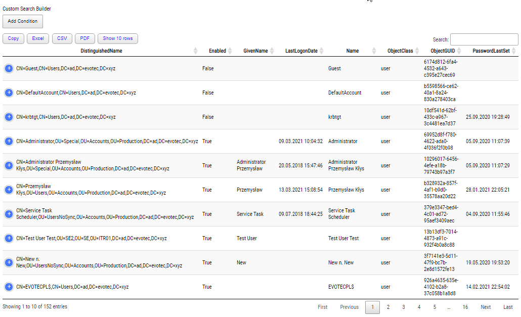 Search Builder in HTML Tables PowerShell