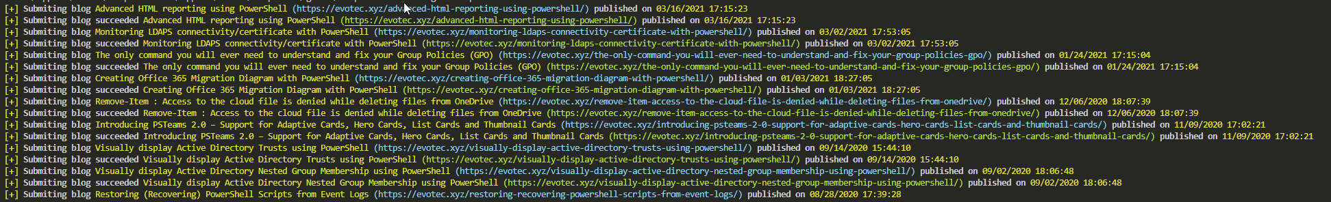 Submitting blogs to WebArchive using PowerShell