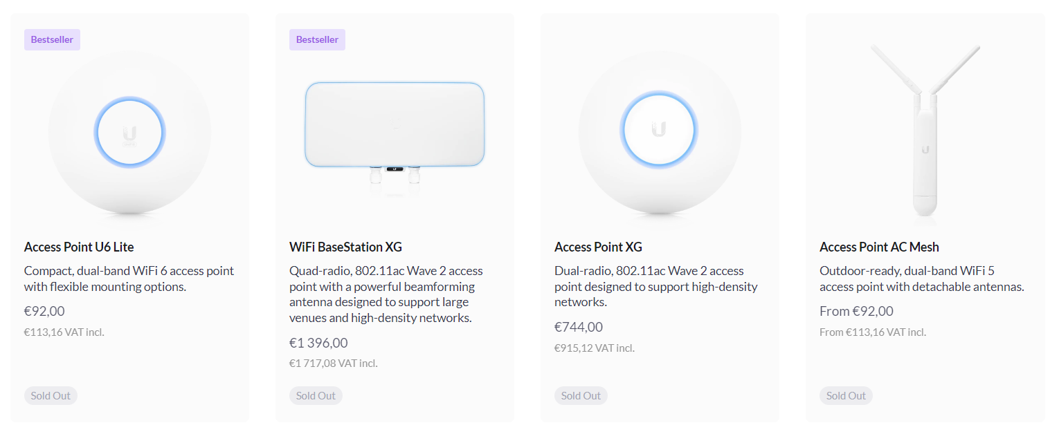 Track Ubiquiti Unifi Stock, and get notified of changes